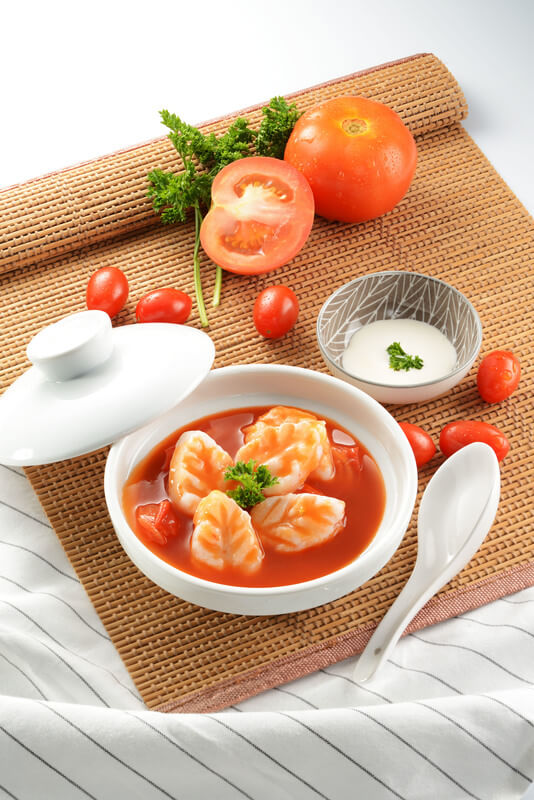 Tomato Bisque with Prawn Paste