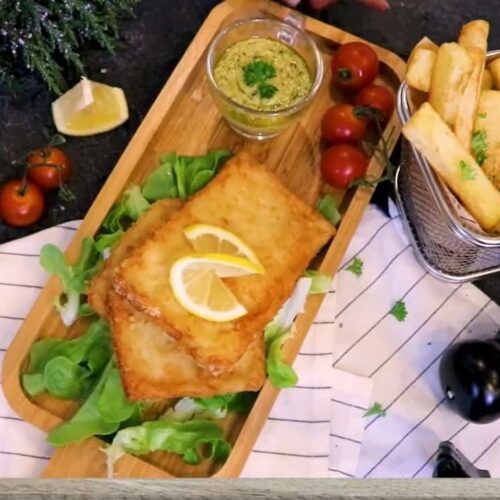 Fish Chip Fillet with Pesto Sauce