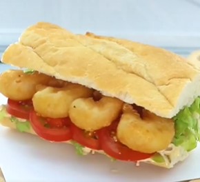 crispy battered fried shrimps sandwich